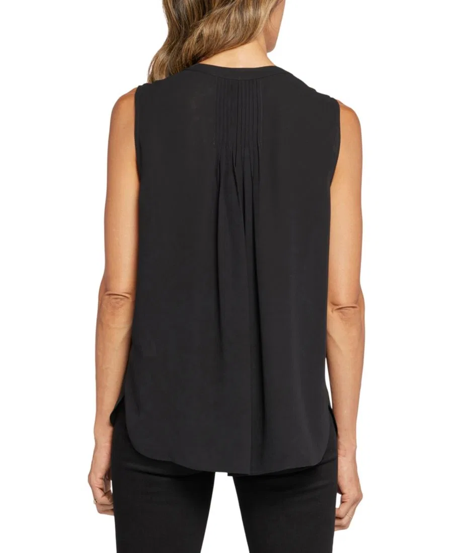 Блузка без рукавов с защипами, модель Sleeveless Pintuck Top NYDJ, Black — фото 4