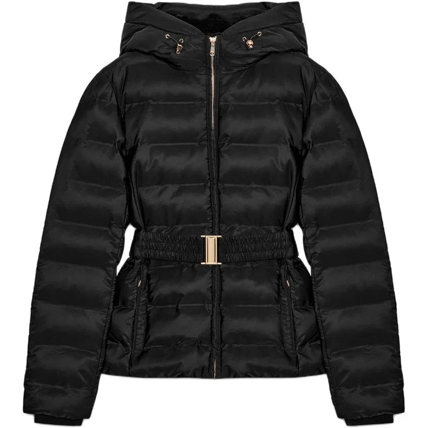 Женский пуховик с капюшоном утепленный ZARA, Black