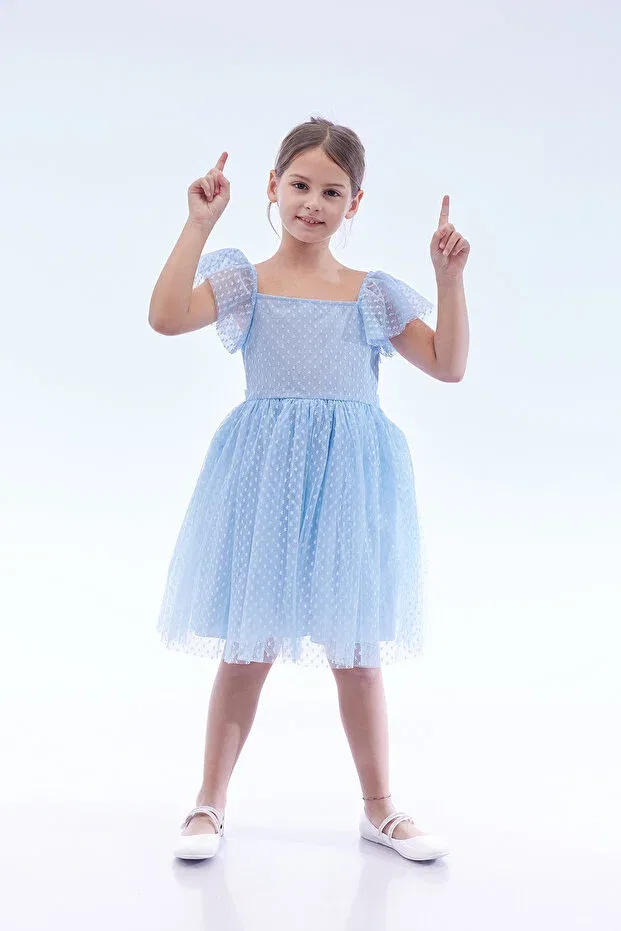 Детское платье для девочек с коротким рукавом Ahengim Kids, Babe Blue — фото 3
