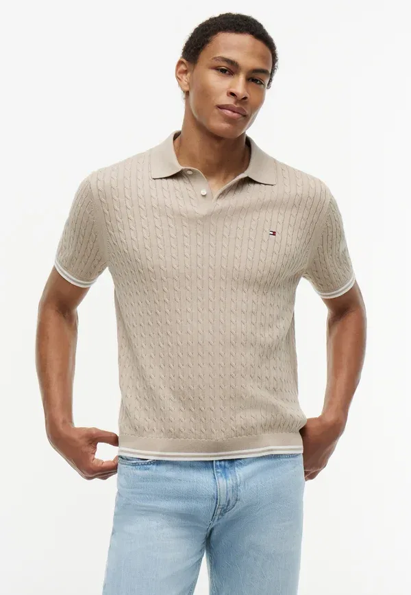 Поло вязаное Cable Knit Elevated Essentials Tommy Hilfiger, Batique Khaki, хаки