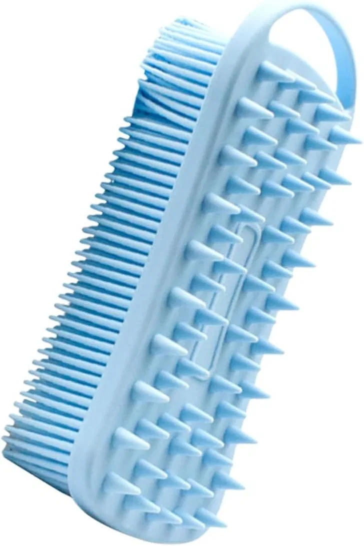 Щетка для тела силиконовая с крючком, TOPBATHY, 1 шт, 14.1x7x3.7 см, 126 г, Blau