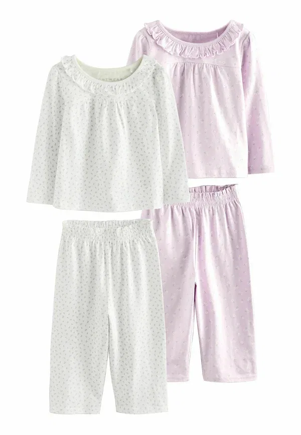 Комплект пижамы хлопковый Regular fit - wide 2 pack set Next white purple ditsy floral, белый/фиолетовый