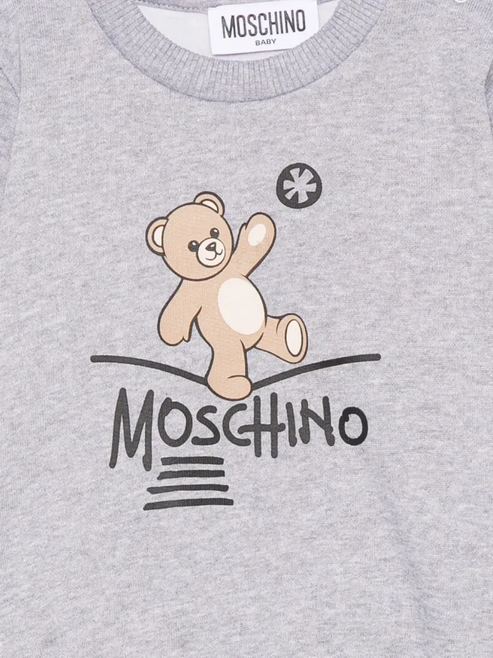 Свитшот с графическим принтом Moschino Kids, серый — фото 3