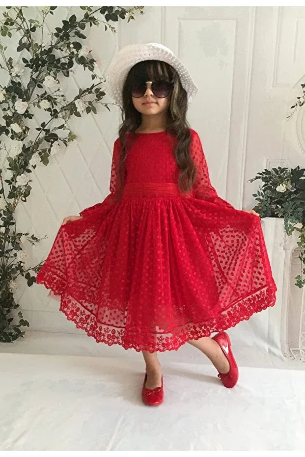 Детское платье для девочек кружевное Delfini Kids, Red