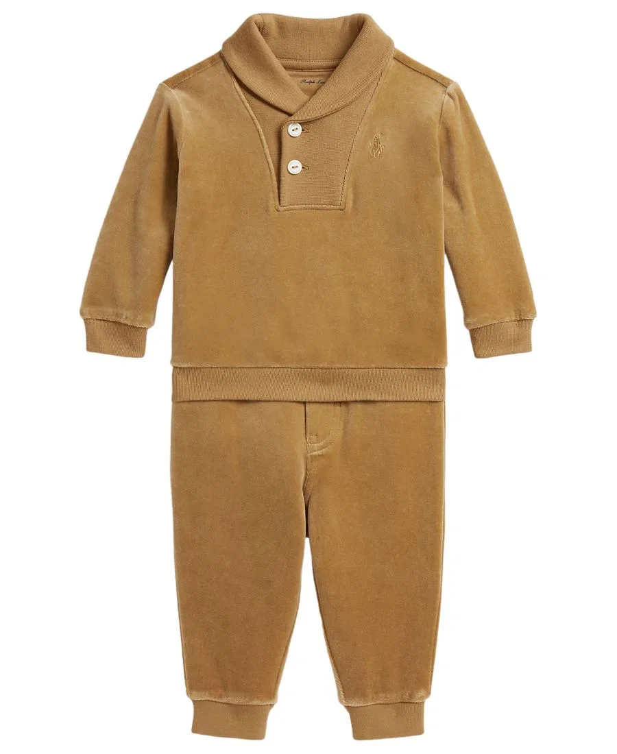 Комплект из свитшота и джоггеров на малыша, с вышивкой Pony Polo Ralph Lauren, Camel