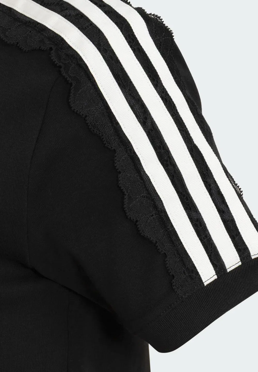 Футболка с кружевом и тремя полосками - футболка с принтом Adidas Originals, Black — фото 2