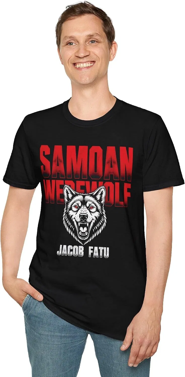 Женская футболка с принтом Samoan Werewolf Jacob Fatu, чёрный — фото 2