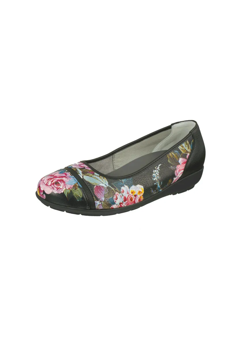 Natural Feet Ballerina "Sanela", с цветочным узором, цвет Schwarz-Mehrfarbig