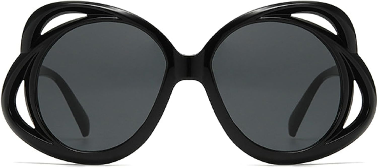 

Модные овальные солнцезащитные очки с цветочным рисунком для женщин, винтажные, большие, с градиентным, ажурным дизайном, в стиле панк, для вечеринок, с защитой от УФ-излучения UV400 mincl, Black