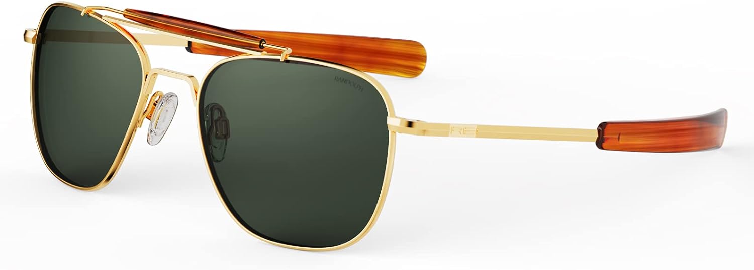 

Солнцезащитные очки-авиаторы Randolph Eyewear для мужчин и женщин – модель Aviator II (неполяризованные и поляризованные), защита от УФ-излучения с 23-каратным золотом Randolph Engineering, 23k Gold / Cobalt