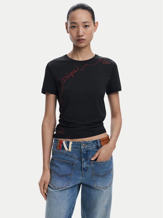 

Футболка regular fit Charly 25WWTK08 Desigual, чёрный