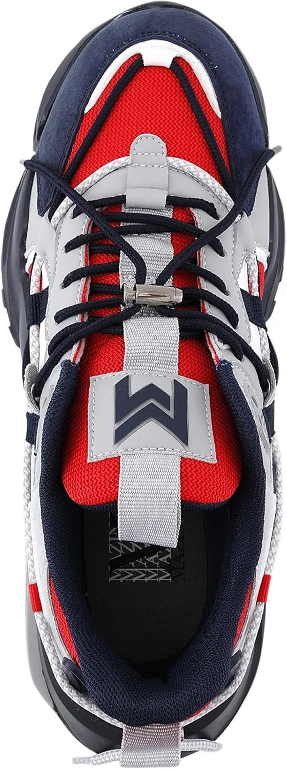 Мужские кроссовки Mazino Oasis Fashion Chunky Sneakers - спортивная повседневная обувь для мужчин, красный/темно-синий/серый — фото 3