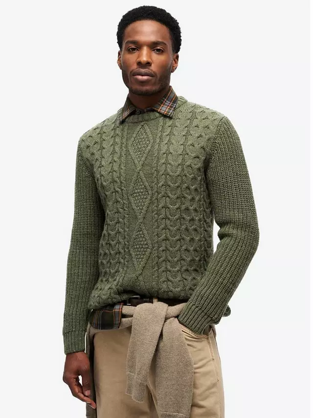 

Джемпер Superdry Jacob Cable Knit, цвет moss/green