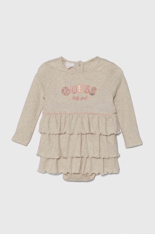 

Хлопковое детское платье Guess, бежевый