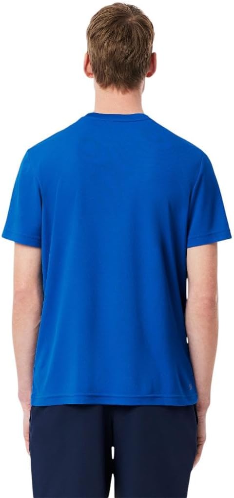 Футболка Lacoste X Novak Djokovic, спортивная теннисная, Gipsy Blue/Navy Blue — фото 3