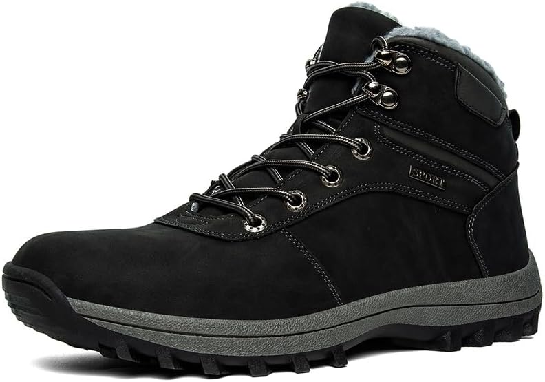

Зимние ботинки для мужчин, походные ботинки, водонепроницаемые, с меховой подкладкой, утепленные, кроссовки, удобная толстая подошва, обувь для пеших прогулок и спорта Qacksv, черный