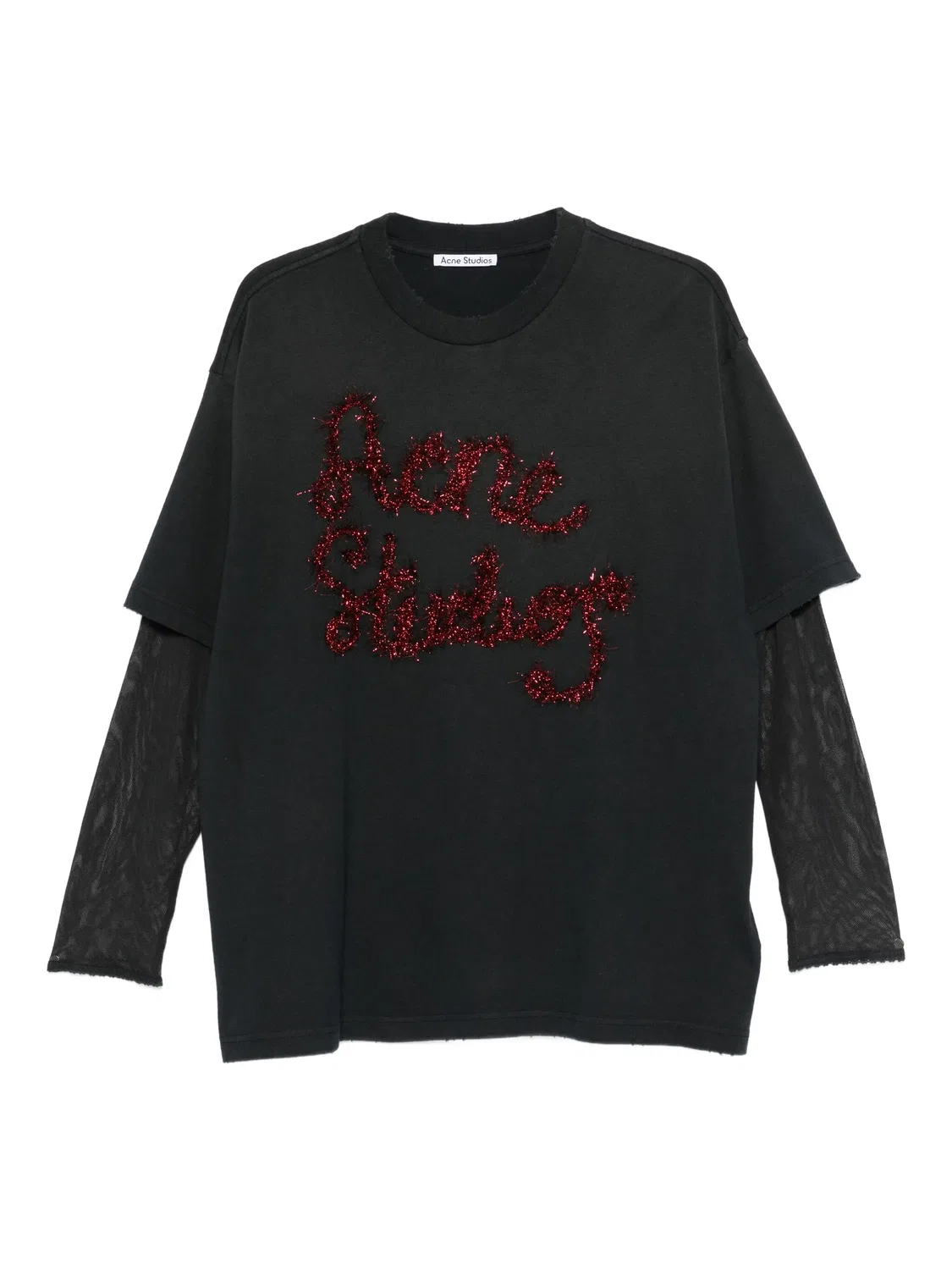 Многослойная футболка с логотипом Acne Studios, серый
