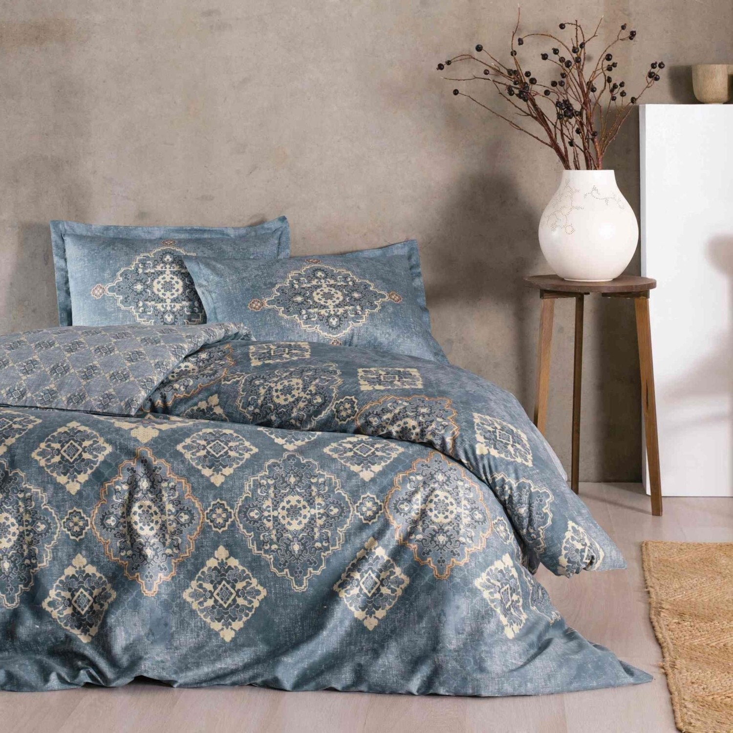 

Комплект постельного белья Tac Marilla Satin, темно-синий