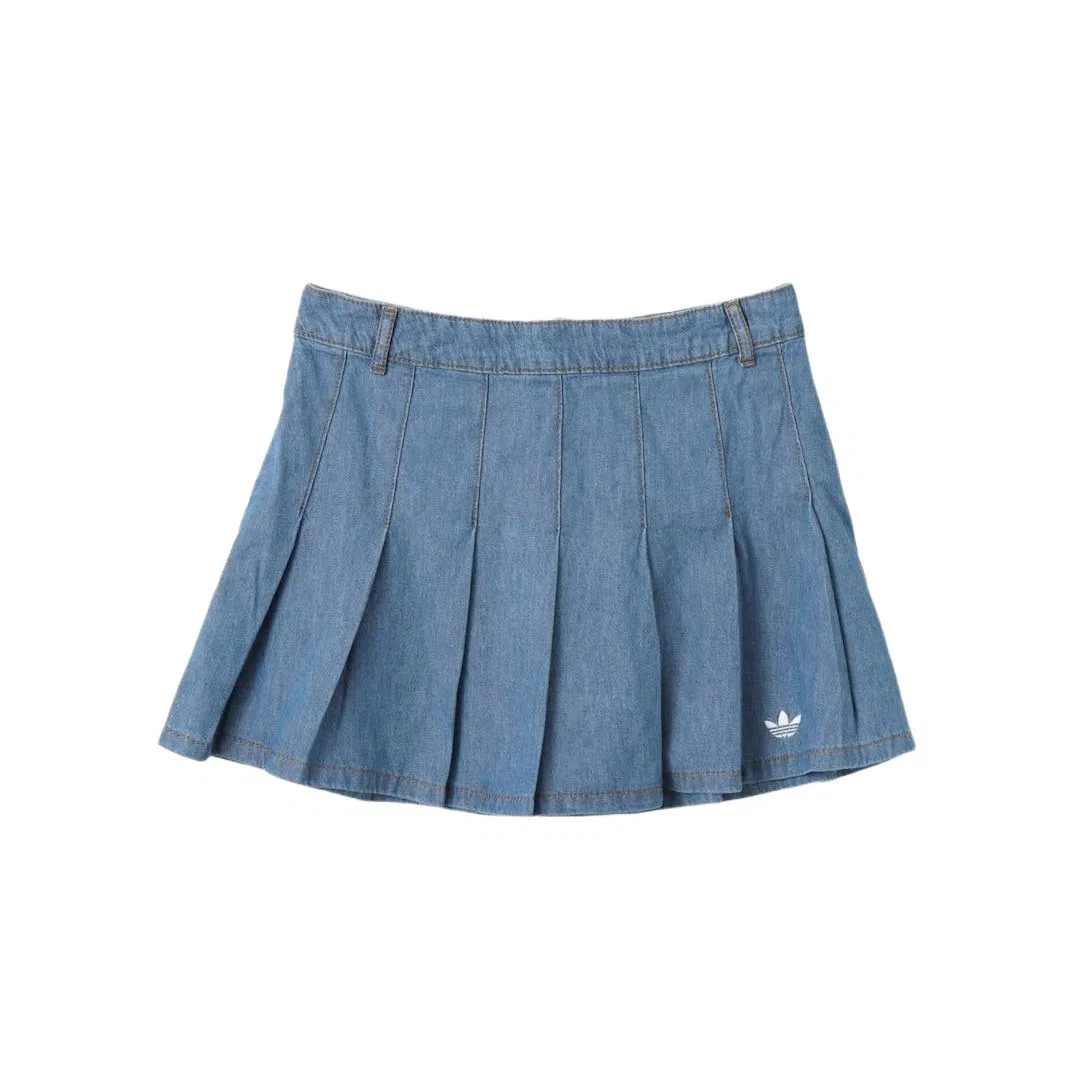 Джинсовая мини-юбка Denim Pleated Skirt Adidas Originals индиго
