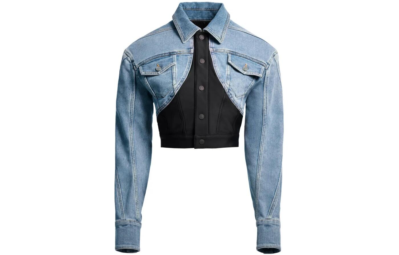 

X Mugler Cobrand укороченное женское пальто светло-голубого цвета H&M