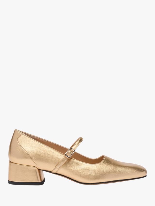 Туфли Ravensmoor Mary Jane с низким каблуком и заостренным носком Russell & Bromley, Gold