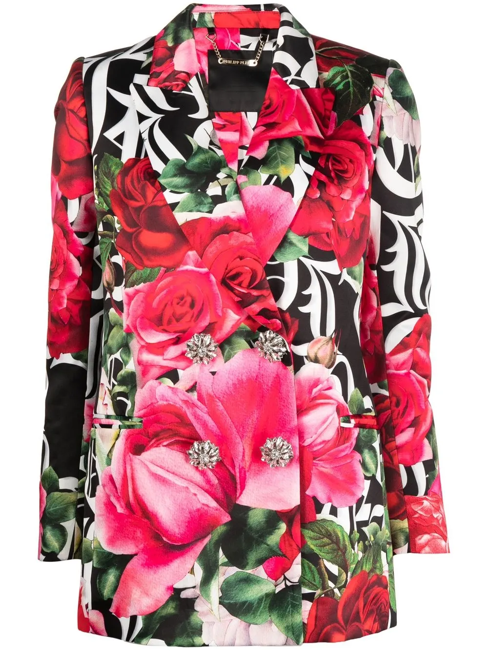 

Блейзер Romance с цветочным принтом Philipp Plein, черный