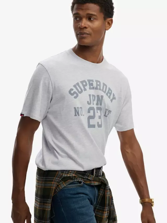 Спортивная футболка с графическим принтом, темно-синий цвет Superdry, Cadet Grey Marl — фото 4