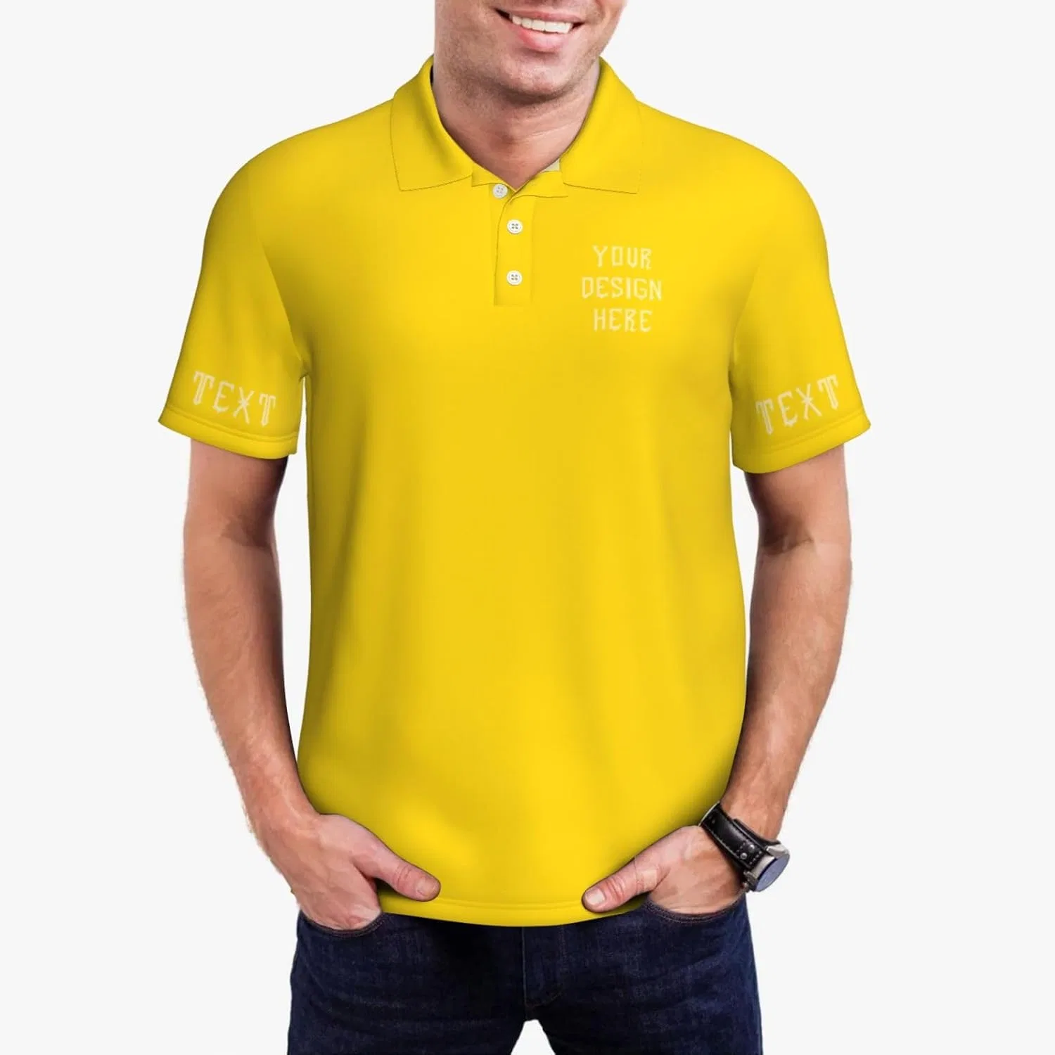 Поло для мужчин Personalized Golf Shirt, Gold — фото 2