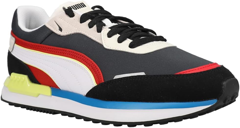 Мужские кроссовки PUMA City Rider As с шнуровкой для повседневной носки - черные, белые — фото 2