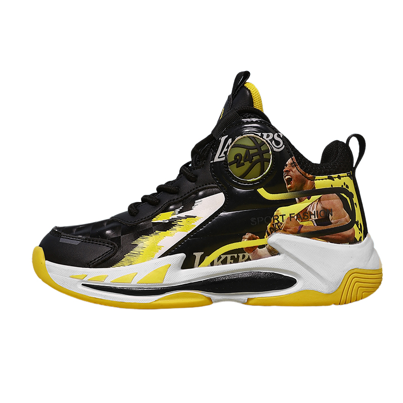 

Детские баскетбольные кроссовки с высоким голенищем, противоскользящие, с амортизацией и защитой от ударов Izumi Chiryū, черный/золотой/желтый
