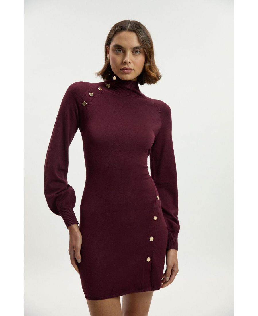 

Женское мини-платье из вискозной смеси с застежкой на кнопки Karen Millen, Burgundy