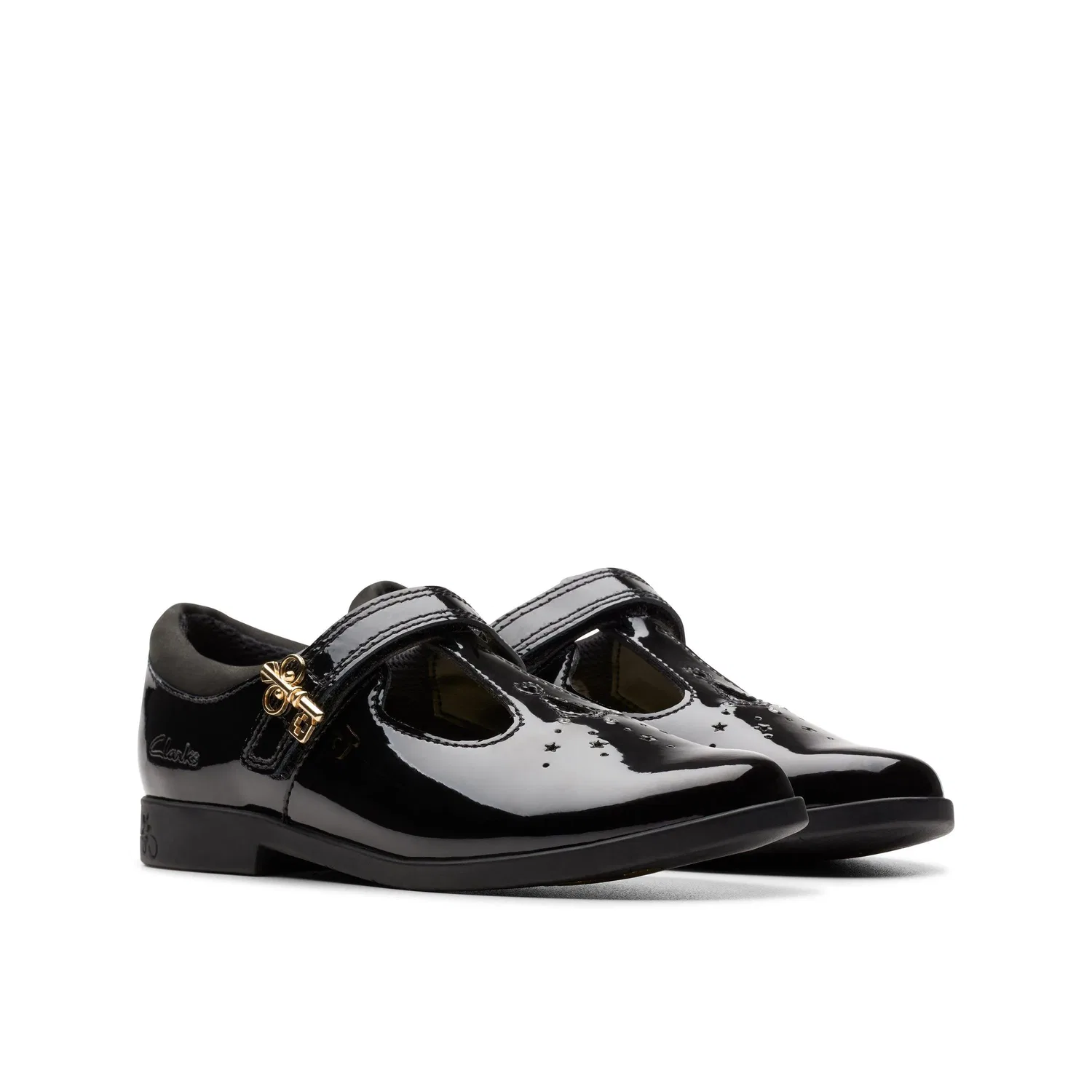 Туфли школьные Lock Shine из черного лакированного патента Clarks, черный — фото 4