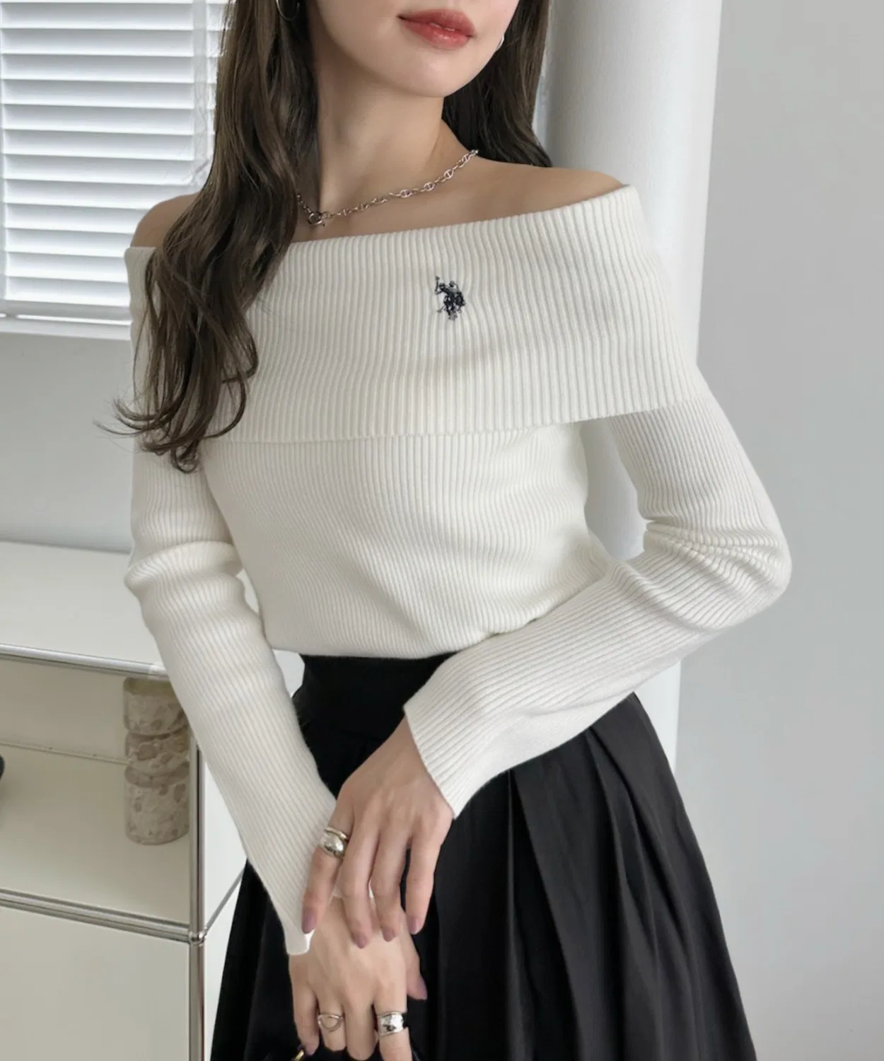 Свитер офф-шолдер U.S. POLO ASSN чёрный — фото 3