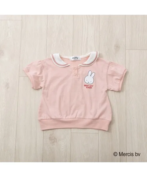Детская футболка Miffy с воротником-матроской с ушками розовая — фото 4