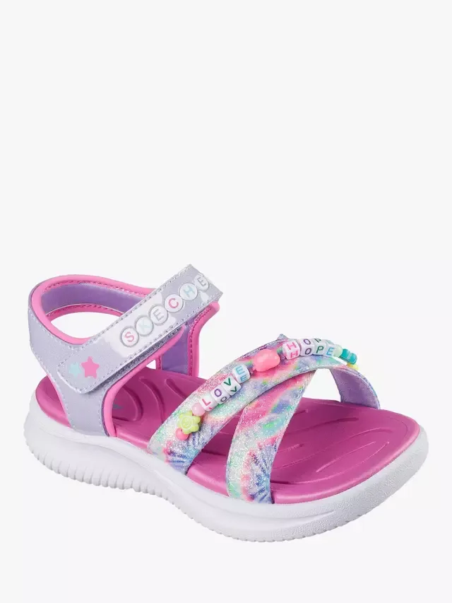 Детские сандалии Jumpsters Tie Dye Bffs с открытым носком, лавандовый/разноцветный Skechers — фото 2