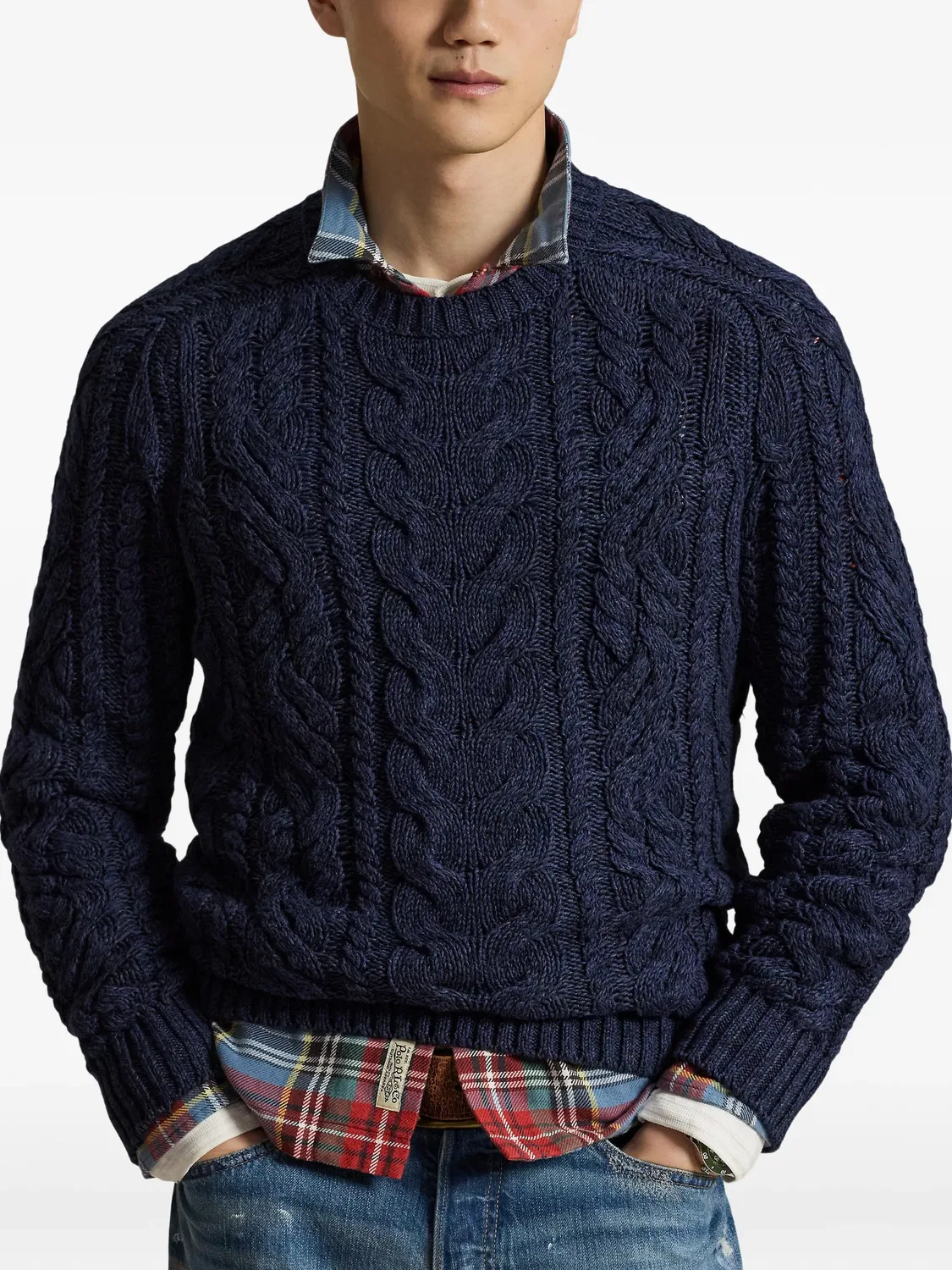 Polo Ralph Lauren Свитер Aran арановая вязка синий — фото 3