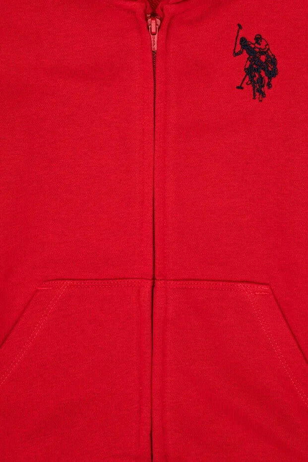 Детское худи на молнии с принтом U.S. Polo Assn., Red — фото 3