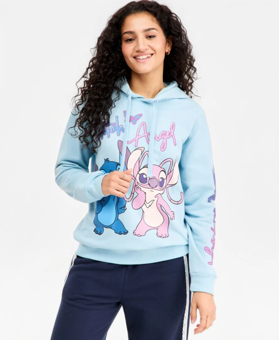 Худи с графическим принтом Stitch & Angel Stitch, Blue