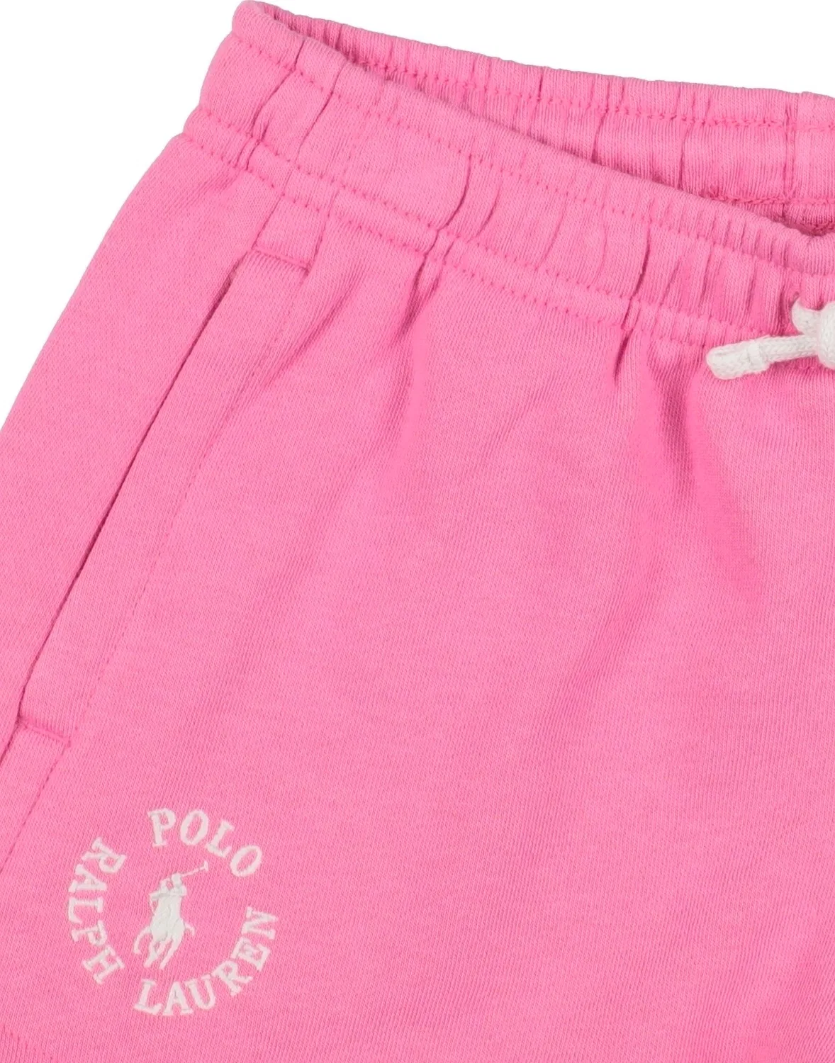 Детские шорты для девочек с вышитым логотипом Big Pony Logo French Terry Short Polo Ralph Lauren, ярко-розовый — фото 3