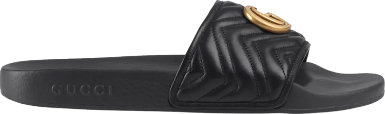 

Сандалии Gucci Matelasse Slide Black Double G, черный