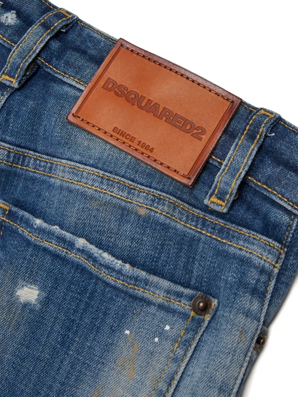 Джинсы с эффектом потертости в технике пэчворк DSQUARED2 KIDS, синий — фото 4