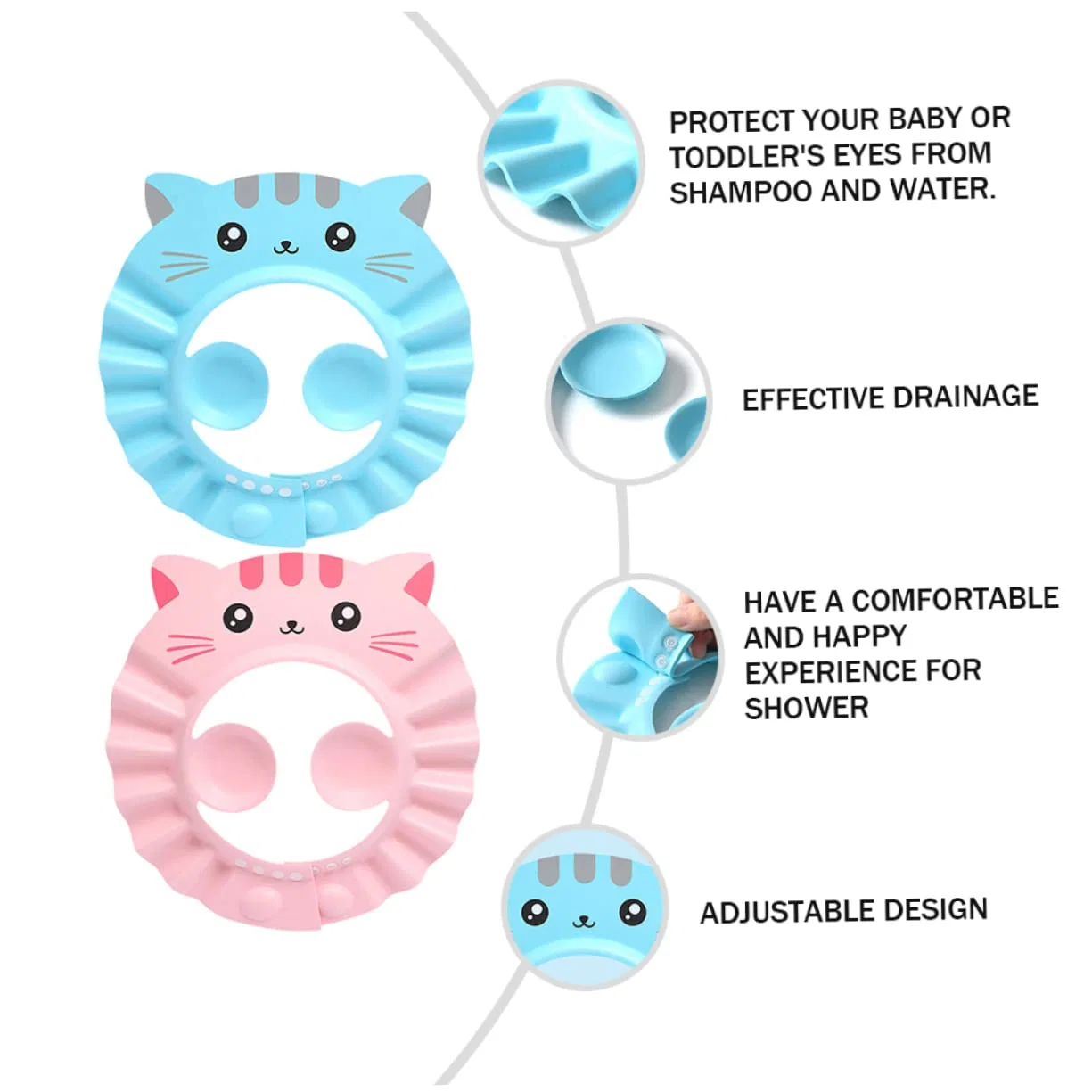No brand Шапочка для душа Adjustable Waterproof Cartoon Design, 6 Pack — фото 3