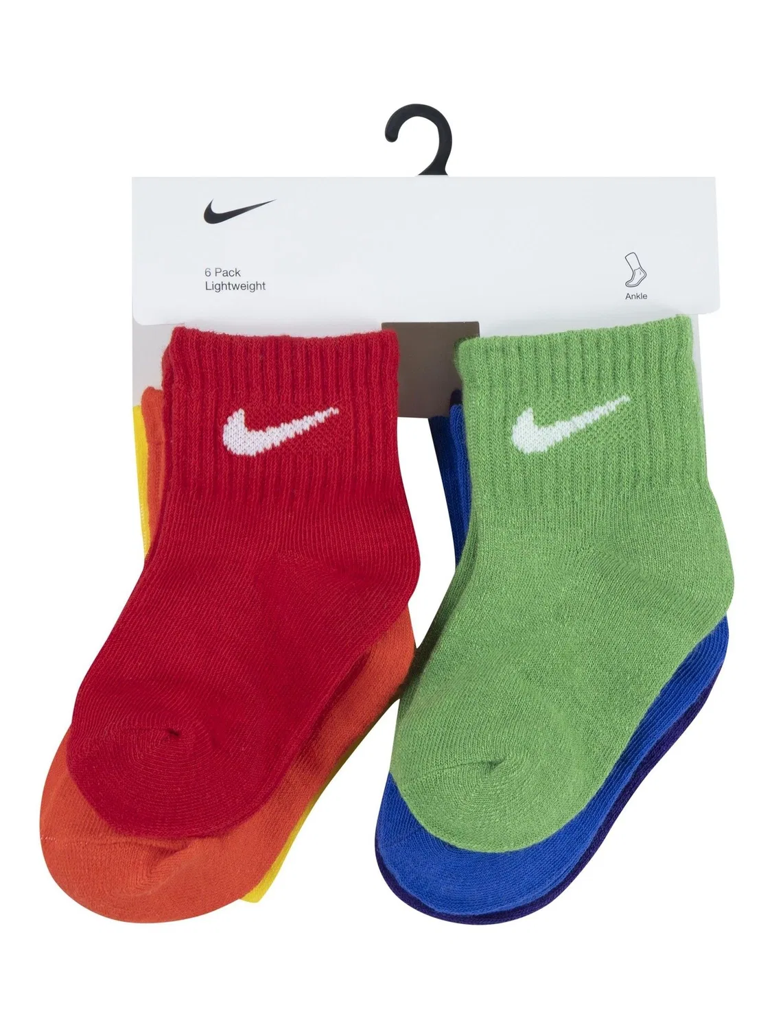 Носки Nike Multi Infant Swoosh Ankle Socks 6 Pack, мультиколор — фото 3