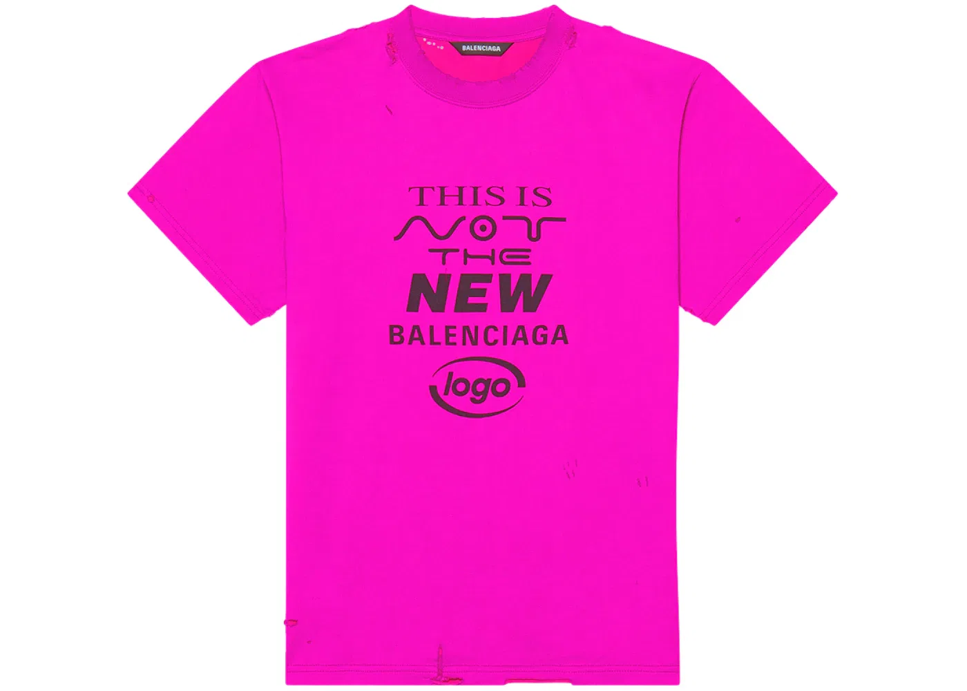 Мужская футболка с принтом Distressed Small Fit This Is Not Logo T-Shirt Balenciaga, Pink Black