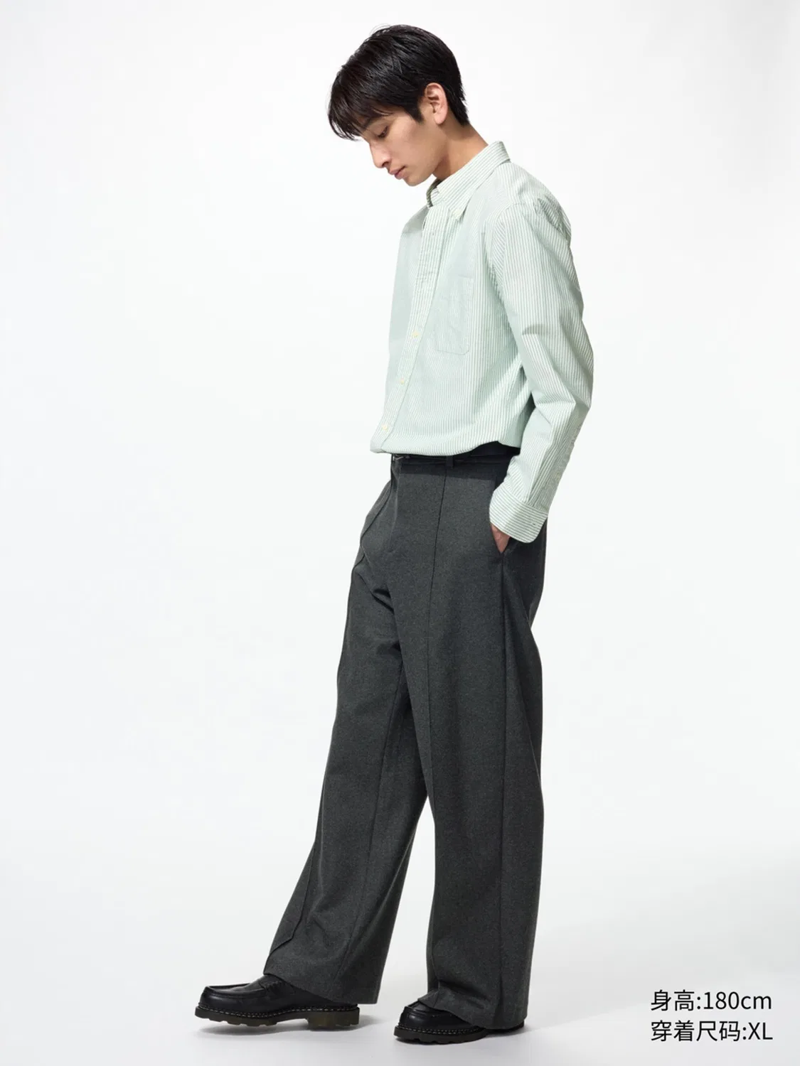 Брюки широкие из футера Uniqlo, темно-серый — фото 4