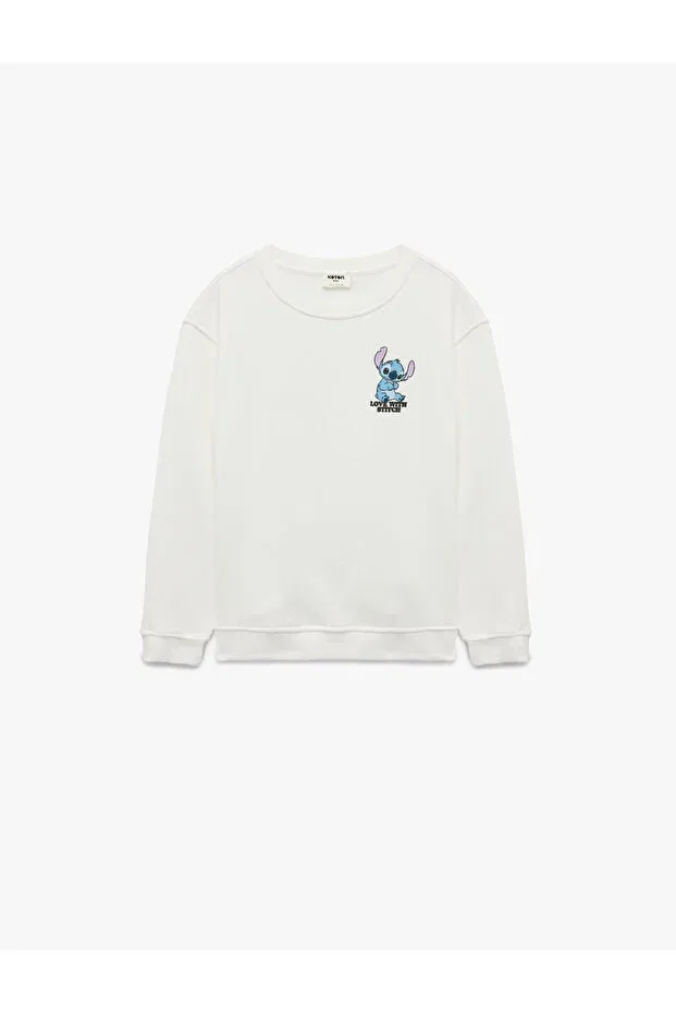 Детские свитшот для девочек с принтом Stitch Koton, Ecru