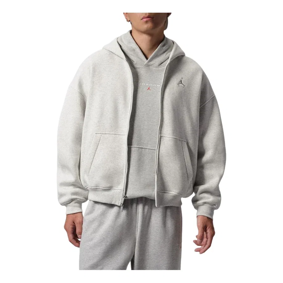 Мужское худи Air Jordan Brooklyn Oversized Fleece Full-Zip Hoodie 'Neutral Grey Photon Dust' Jordan, Neutral Grey/Htr/Photon Dust