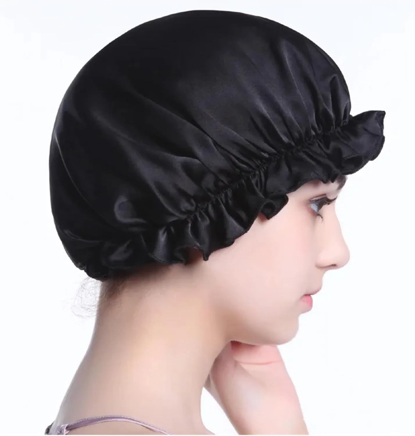 Шапочка для душа Silk Bonnet, CSSHNL, 100% Mulberry Silk, Black — фото 2