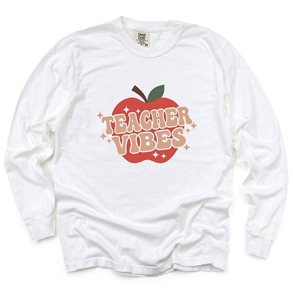 

Футболка с длинным рукавом Teacher vibes apple garment dyed Simply Sage Market, White, Белый, Футболка с длинным рукавом Teacher vibes apple garment dyed Simply Sage Market, White