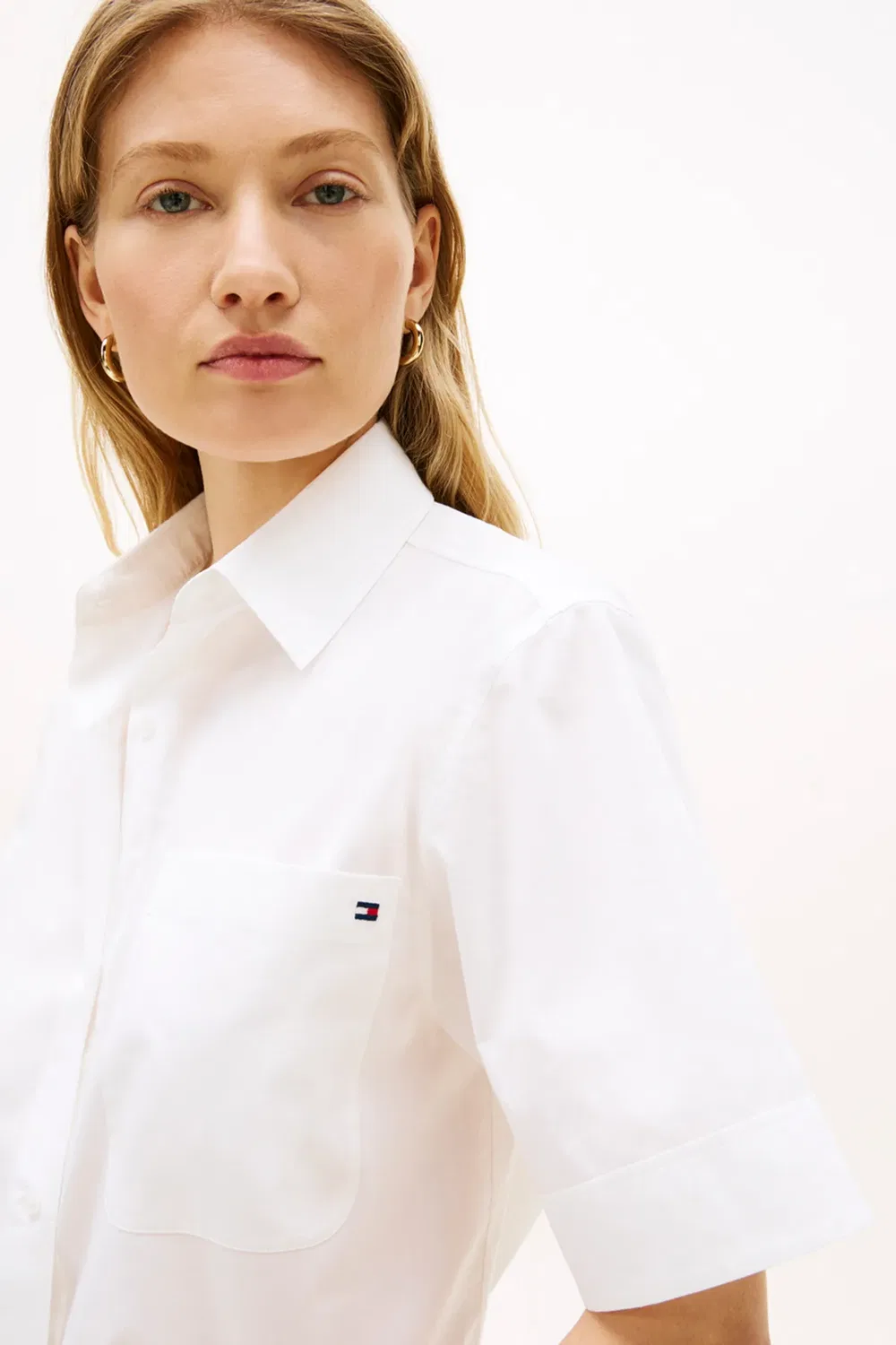 Женская рубашка из поплина с полосами Ess Poplin Stripe Tommy Hilfiger, White — фото 2